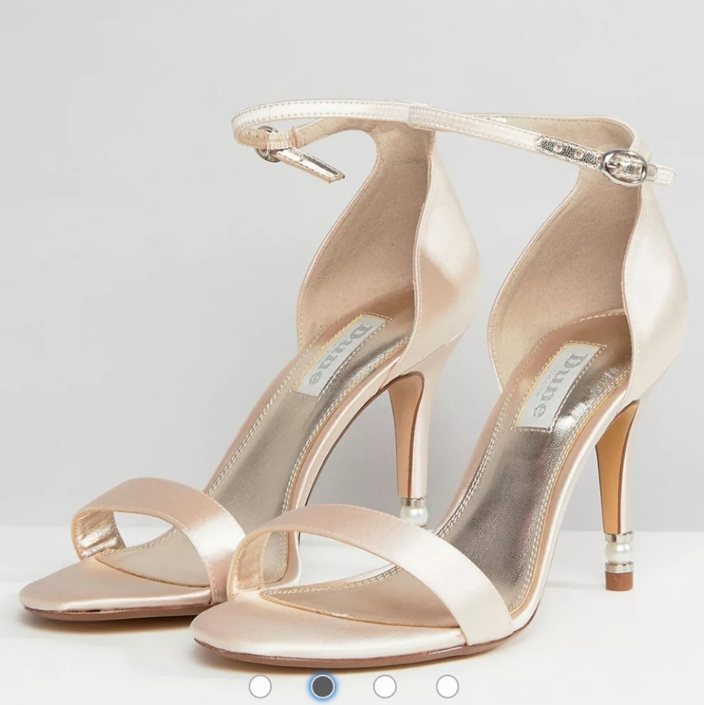 Dune London Bridal Satin Sandals Wide Fit us 7 eur38 pearl heel